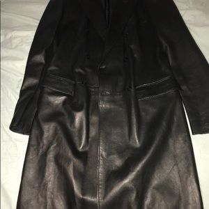 Versace 3/4 length leather coat.